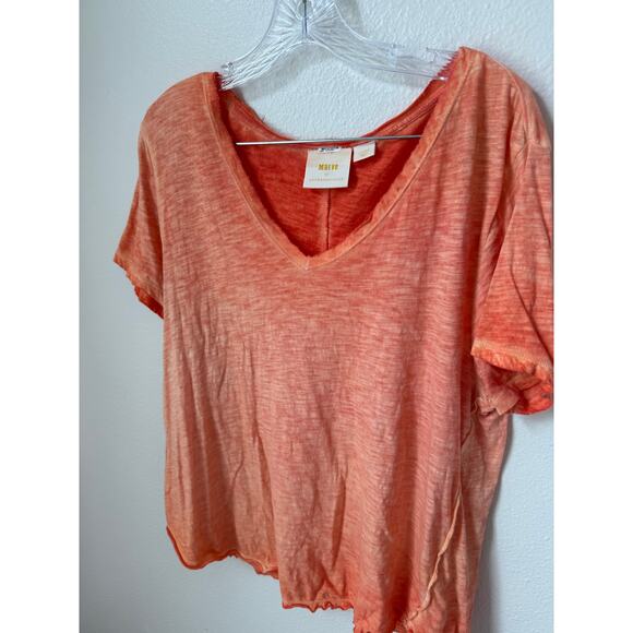 Anthropologie Maeve Arista Washed Top Orange V-Neck Size Large - Picture 4 of 7